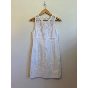 NWT Lilly Pulitzer White Lace Bodice Jacquard Shift Dress | Size 2